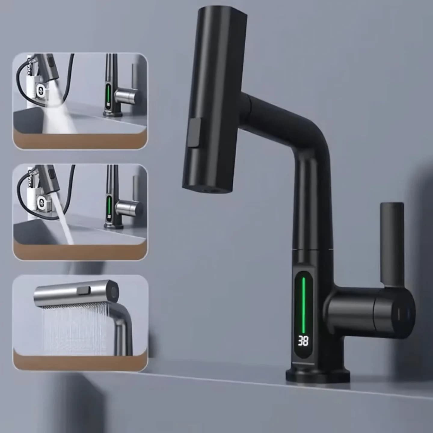 Luksuzna Digitalna Teleskopska LED Česma